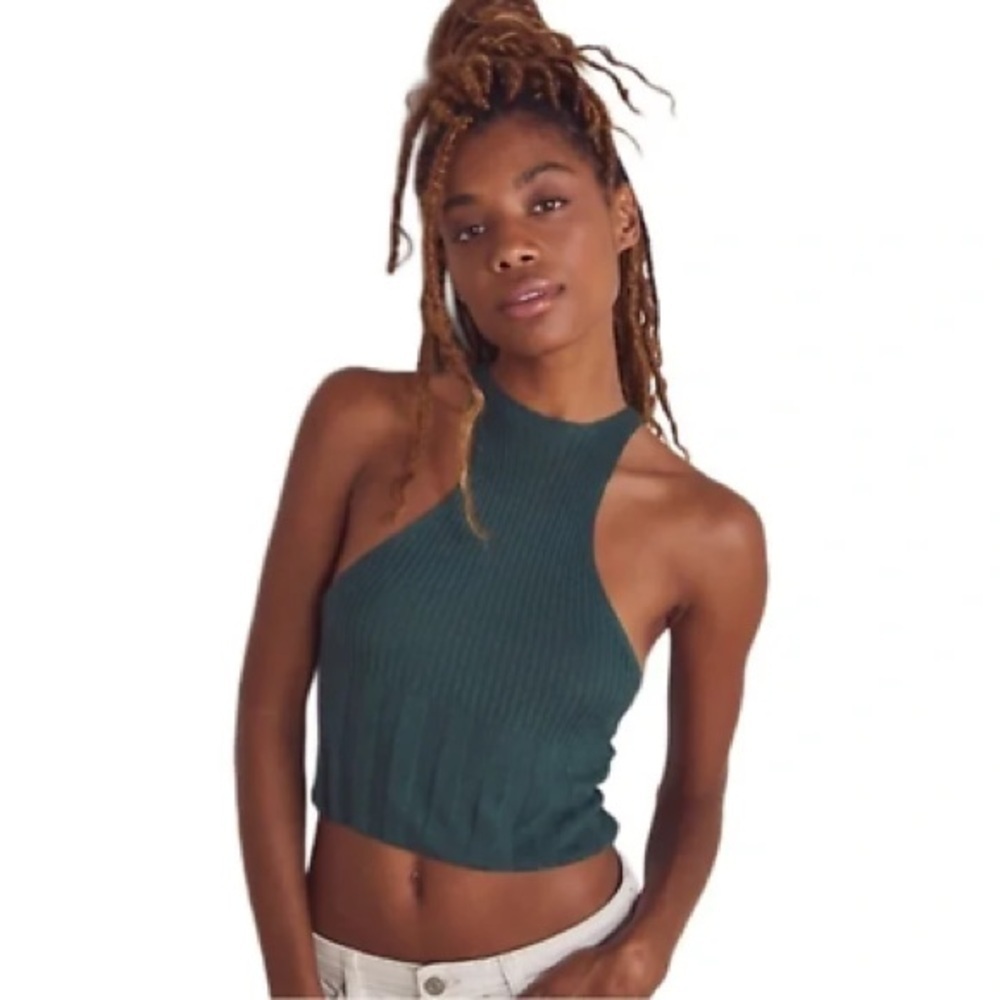 NWT Intimately Free People Tank Top Cami Green Switch It Up Ribbed T-Strap Sz. M